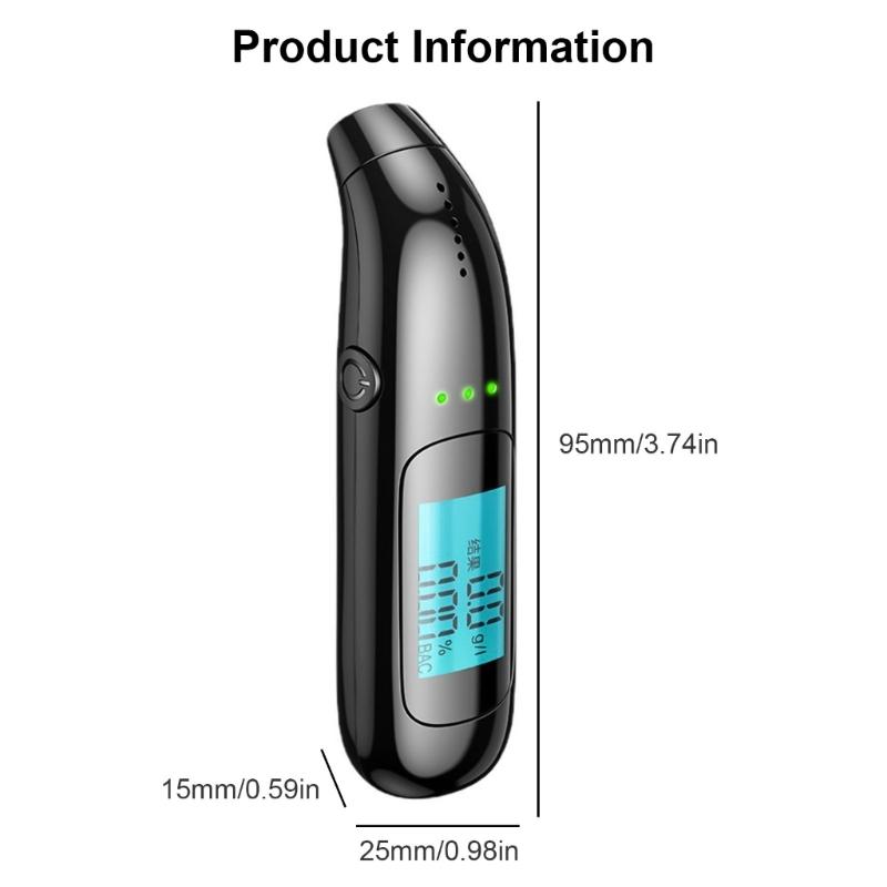 Respirator Alcoholicity Detector Tester Fast Response LCD Digital Display Breath Analyzer Drunk Suitable for Car Drivers
