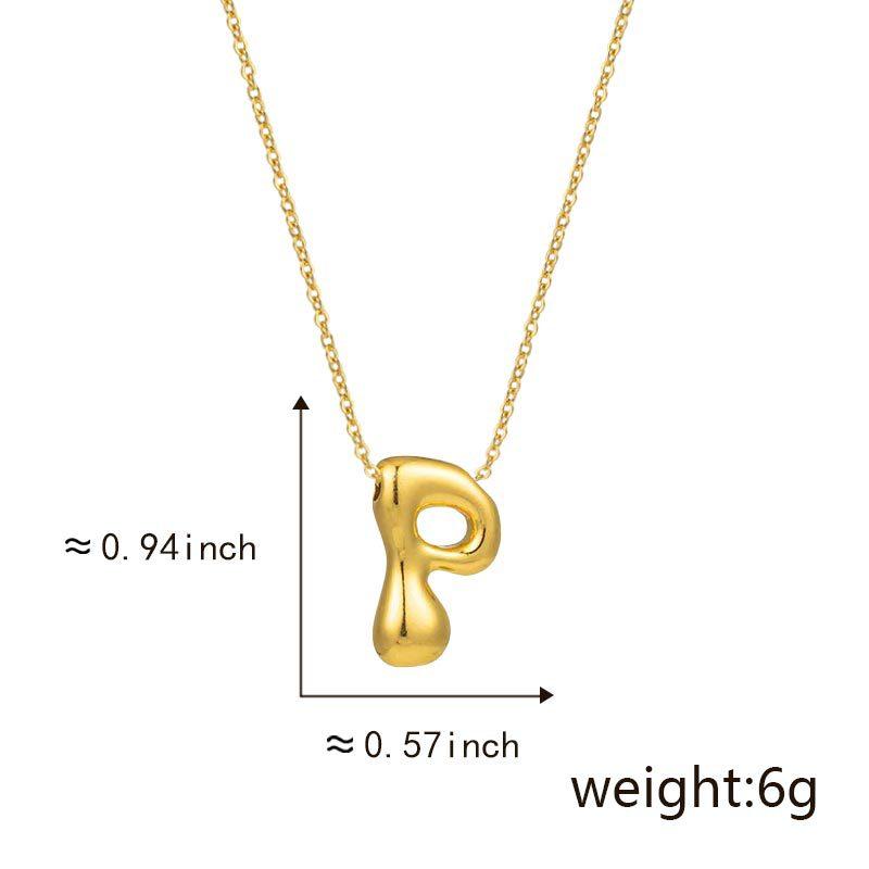 Cute Smooth Letter Necklace, Chubby Pendant, European and American Fashionable and Simple Collarbone Chain