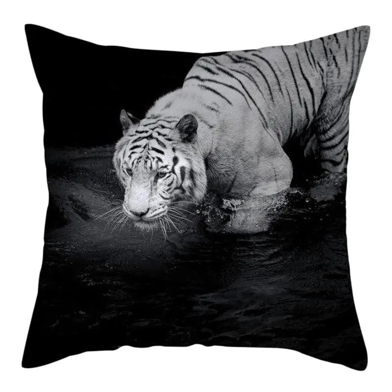 Tiger Lion Picture Pillow Case Animal Throw Cover For Home Bedroom Sofa Decorative Cushion