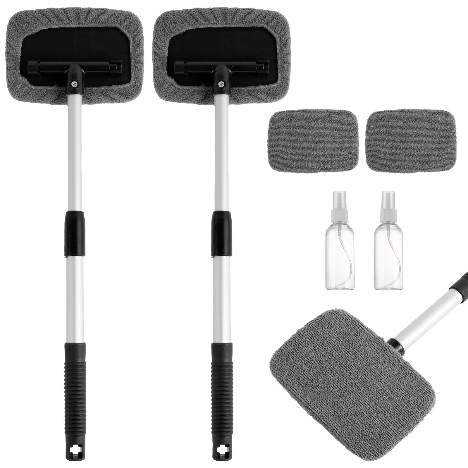 

2 шт. Инструмент для чистки лобового стекла, выдвижной очиститель для автомобильных стекол с многоразовой насадкой из микрофибры, многофункциональный очиститель для автомобильных стекол темно-серого