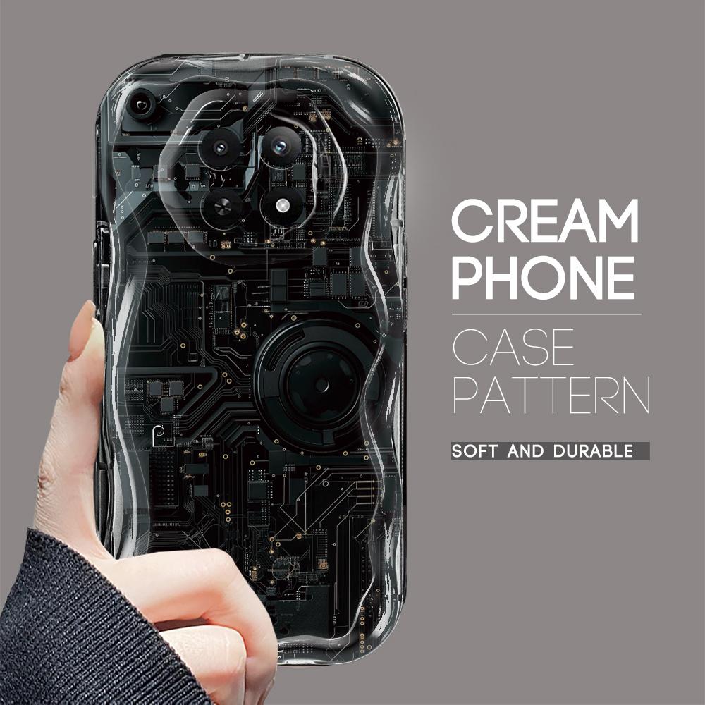 Cartoon Pattern Cream Texture Casing Wavy Edge Soft Silicone Cover Phone Case for OPPO Reno Realme OnePlus Vivo