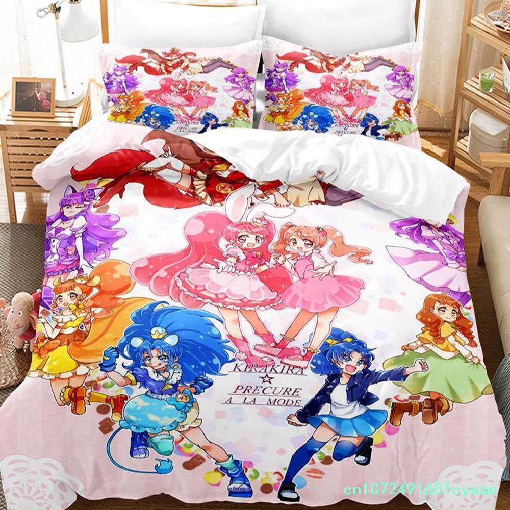 Smile PreCure! Bedding Set Single Twin Full Queen King Size Bed Set Adult Kid Bedroom Duvet Cover Sets 3D Print Kawaii Anime Bed