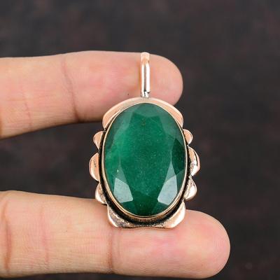 Faceted Zambian Emerald Pendant Copper Pendant Genuine Gemstone Pendant Handmade Pendant Copper Jewelry Healing Stone Pendant Gifts For Wife