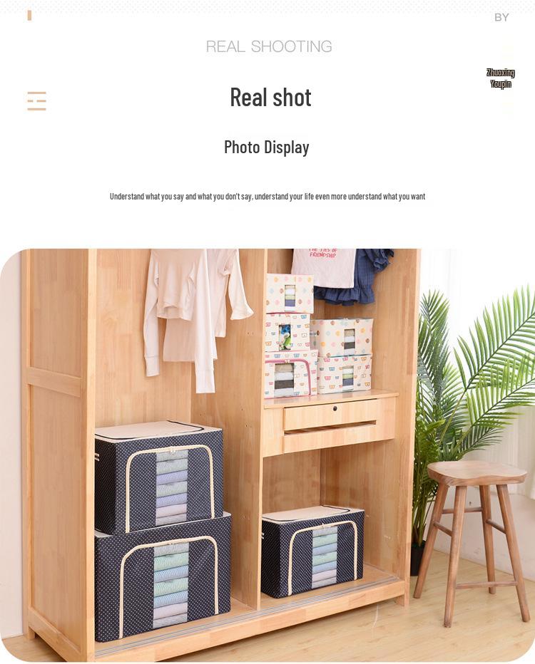 Cutie de depozitare impermeabilă din pânză Oxford cu cadru de oțel și design pliabil transparent pentru dulap, mașină sau depozitarea pilotei.