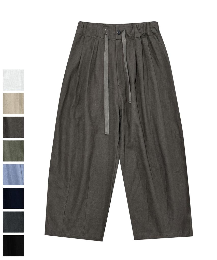 SMITHARMOR Sa Double-Pleat Linen Wide Pants_Brown
