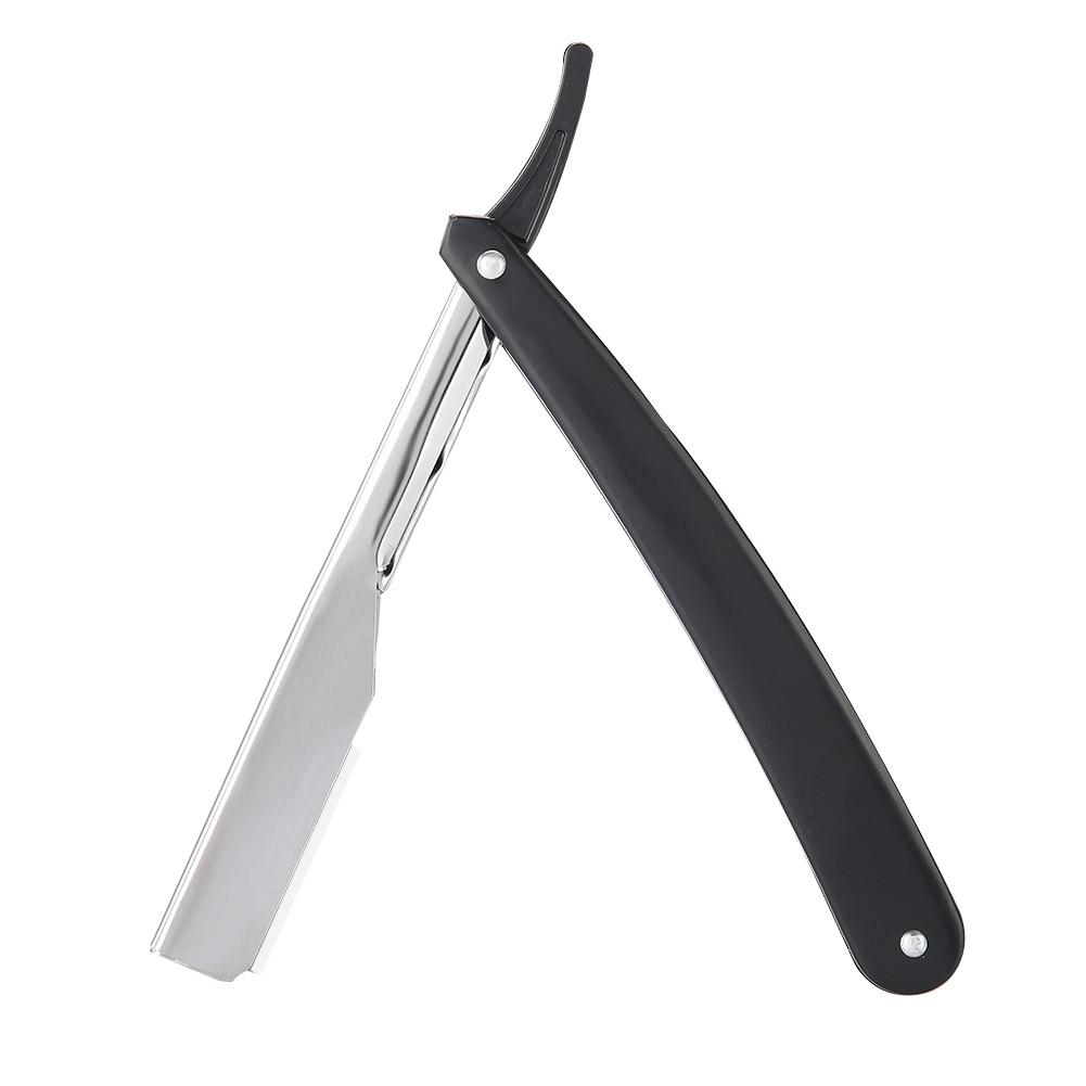 Barber Straight Hair Clipper Salon Folding Blade with Blade Black