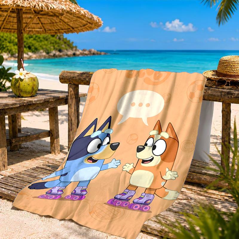 Paw Prints And Bluey Friends Beach Towel, Quick-drying, Easy to Care for, Suitable for Both Fitness and Beach Vacations,Sports Essential