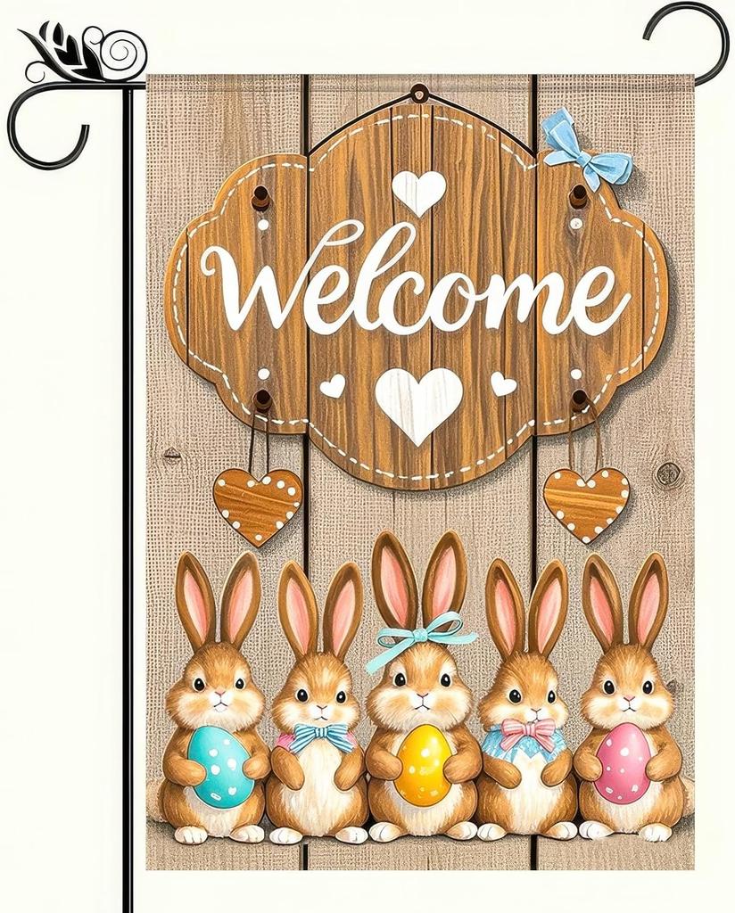 Welcome Easter Garden Ag 12x18 Double Sided Small Ags Cute Rabbit Ower Easter Ag Welcome Spring Easter Decor Small Y EEZ