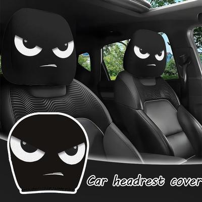 2Pcs Funny Angry Eyes Car Headrest Covers, Universal Elastic Automobile Head Rest Protective Cover