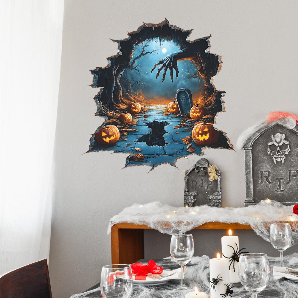Halloween Creative Wall-breaking Pumpkin Stickers for Bedroom Living Room and Home Atmosphere Decoration