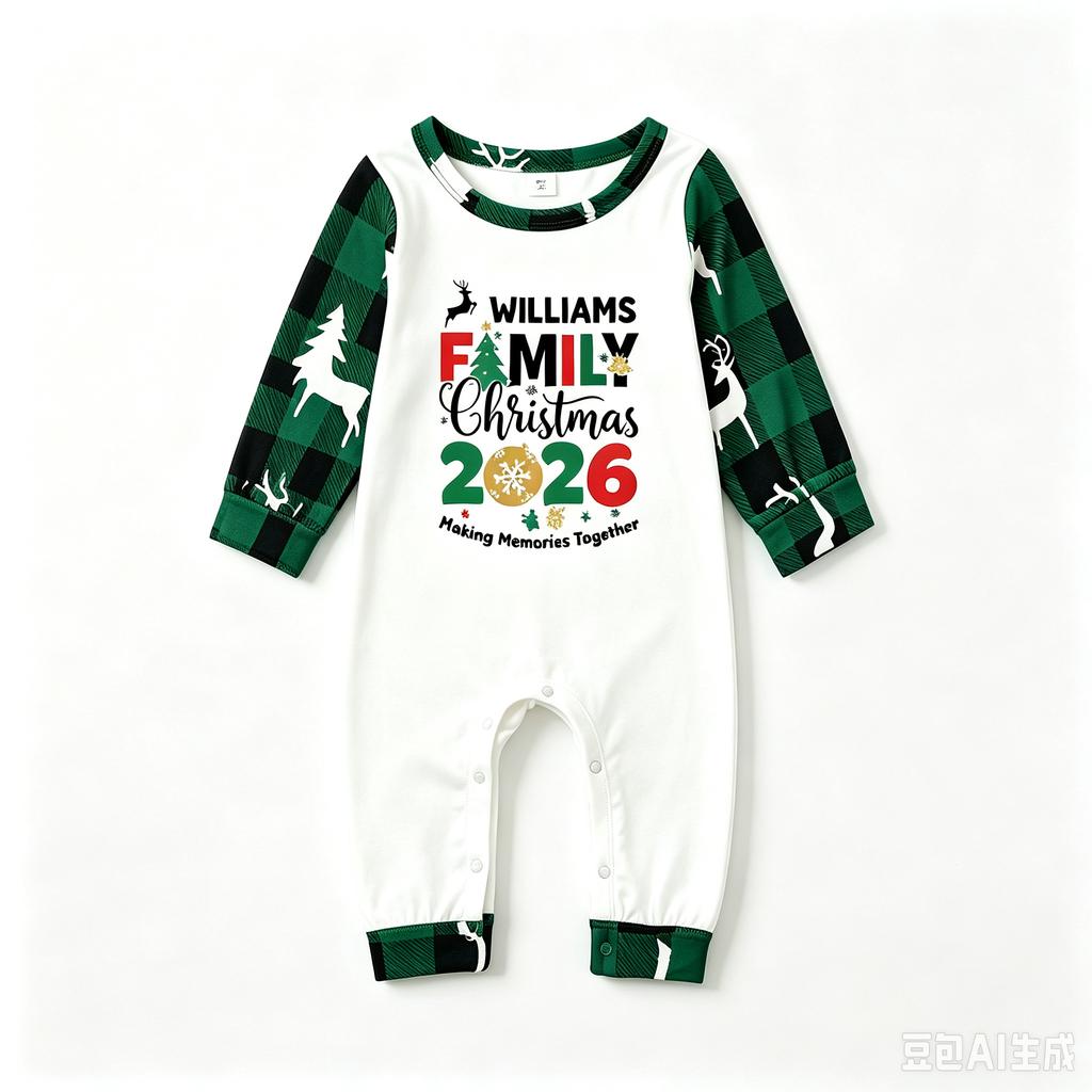 Christmas Print Neck Long Sleeve and Pants Matching Family Loungewear Set