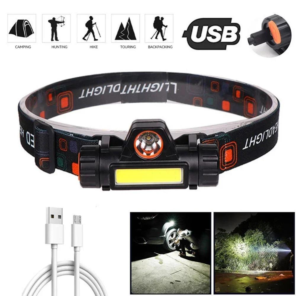 Dobíjecí COB LED USB čelovka Silný magnetický výkonný světlomet Super jasná vodotěsná čelová svítilna Pro venkovní rybaření