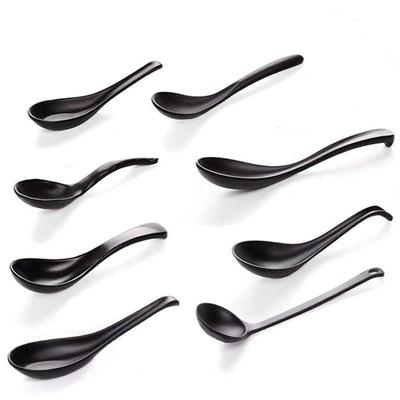 Anti Scalding Black Soup Spoon Hook Kitchen Long Handle Spoon Imitation Porcelain Plastic Lamian Noodles Spoon Household
