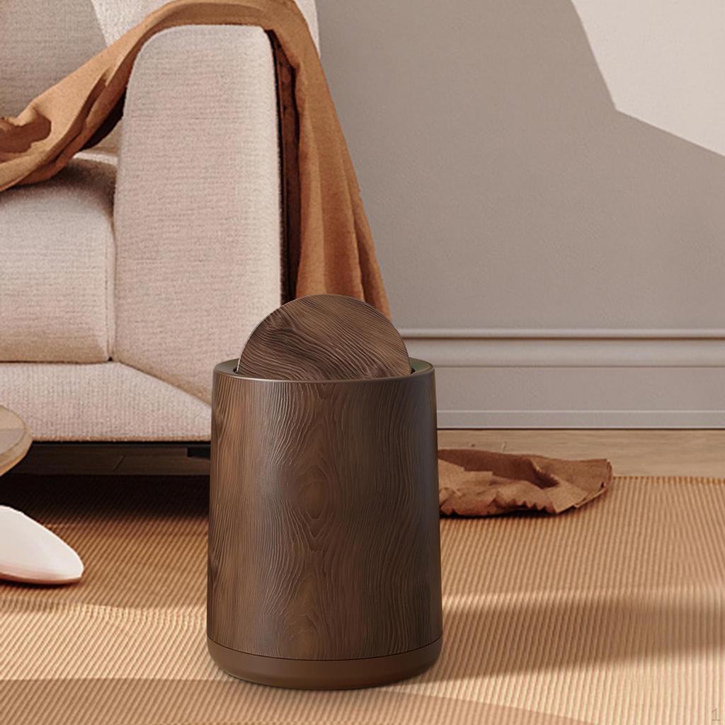 Poubelle LOVIVER Imitation Bois - Couvercle Pression - 7L Ou 10L - Design Moderne