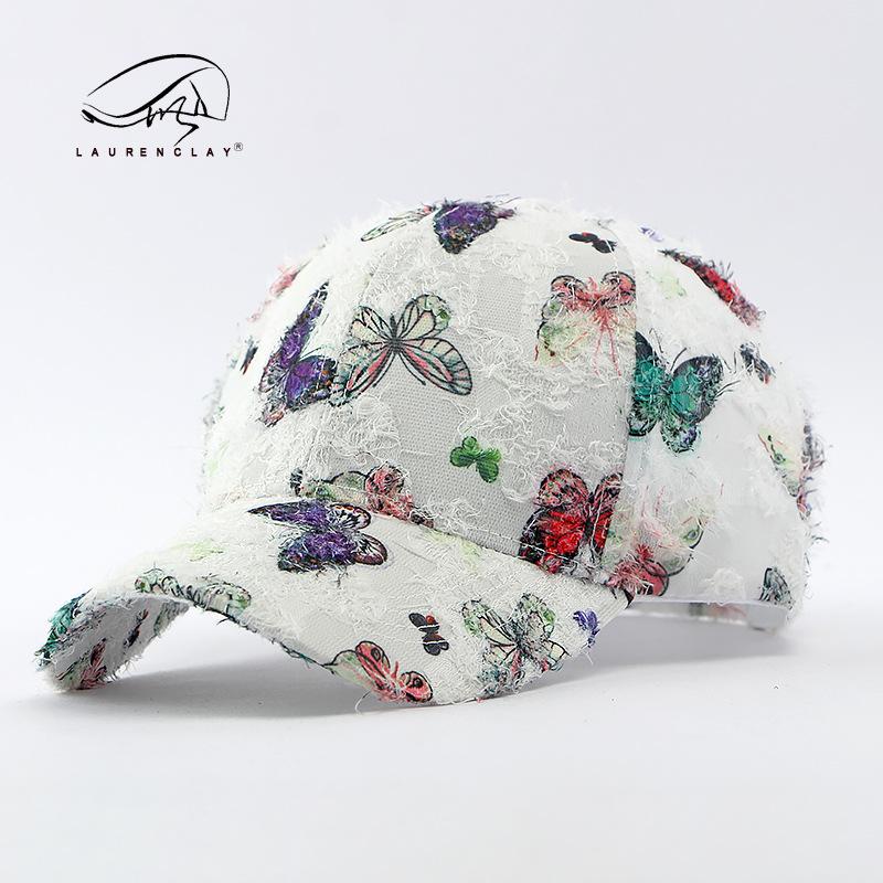 Hat women's summer sunscreen sun hat travel shopping butterfly print hardtop baseball cap women's cap