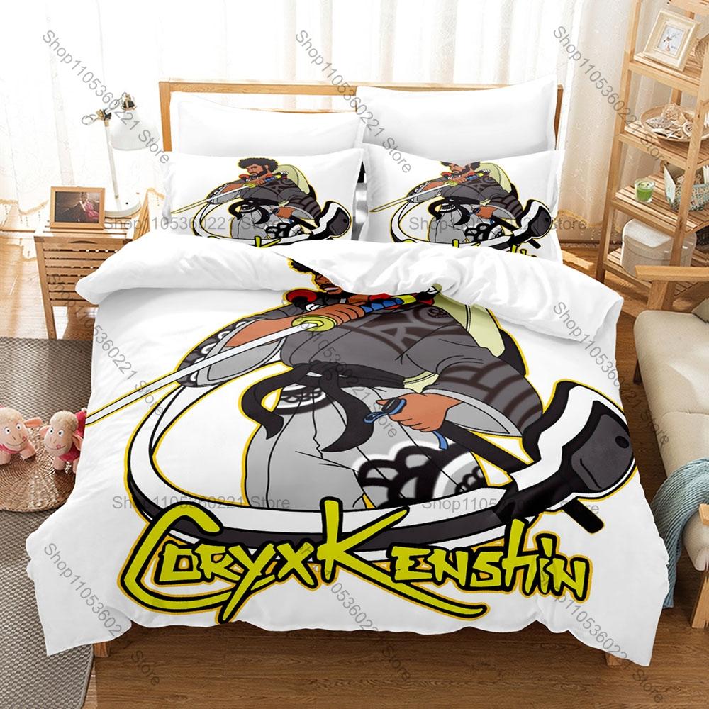C-CoryxKenshin 3D Print Bedding Set Includes Duvet Cover + 2 Pillowcases Horror Game Samurai Community Bedroom Decor For Fans