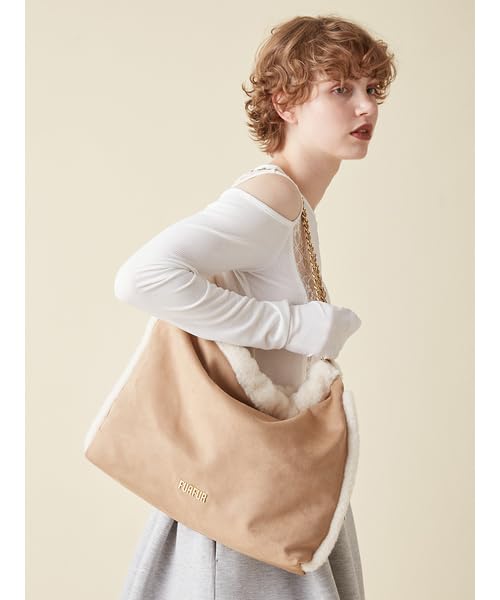 Furfur Material Drawstring Bag RWGB254512 BEG Women's