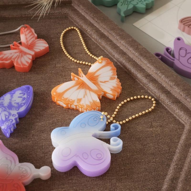 Flexible Pendant Mold Silicone Crafts Molds Butterfly Shaped Keychain Moulds Silicone Texture Gift for Hand Making Lover