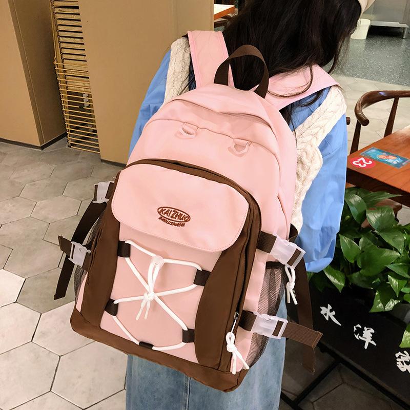 Backpack female college student junior high school student schoolbag new fashion high sense simple large capacity travel backpack