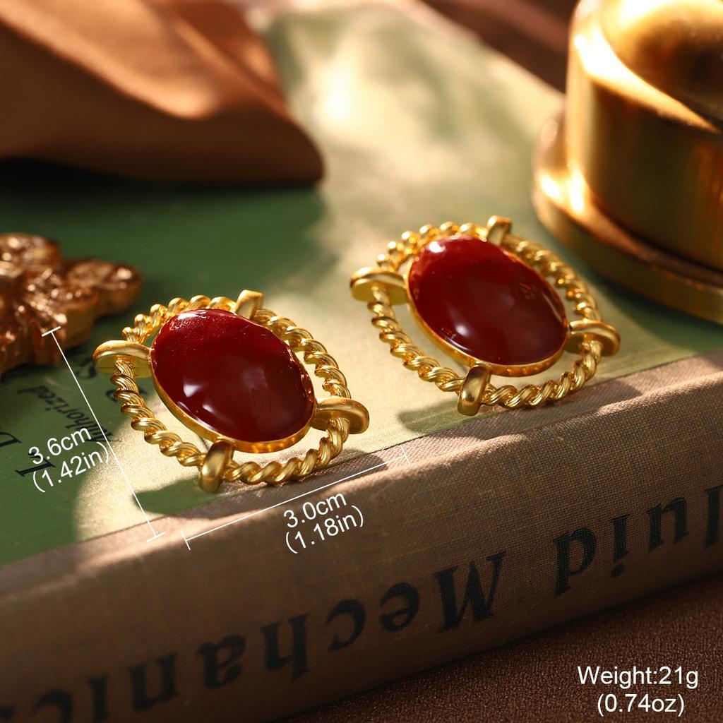 French red flower Hong Kong style earrings, silver needle high-end retro temperament earrings, pearl personalized color retention, niche earrings