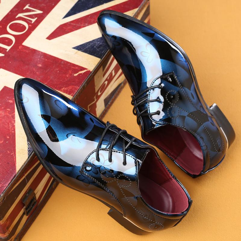 Large Men Spring  Autumn New Pointed Formal Wear Persalized Young High-end Printed Fashiable Shoes