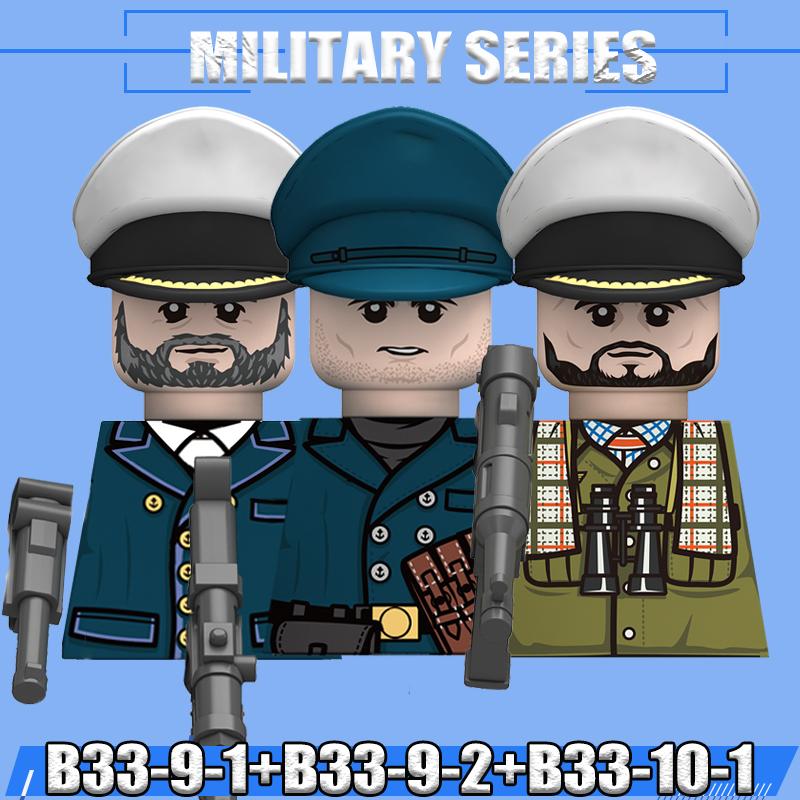 WW2 Military Navy Soldier Figures Building Blocks Leader Army Warrior Boat Commander Artillery Accessories Gun Bricks Toys Gifts