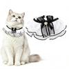 Elegant Faux Pearl Pet Bib Lace Ruffle Cat Collar, Bandana with Bow Knot, Retro Puppy Formal Neckwear Cute Princess Collar for Cats Small Dogs Wedding