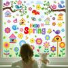Cartoon Cute Spring Flowers Indoor Bedroom Living Room Background Wall Decoration PVC Electrostatic Stickers Window Glass Stickers