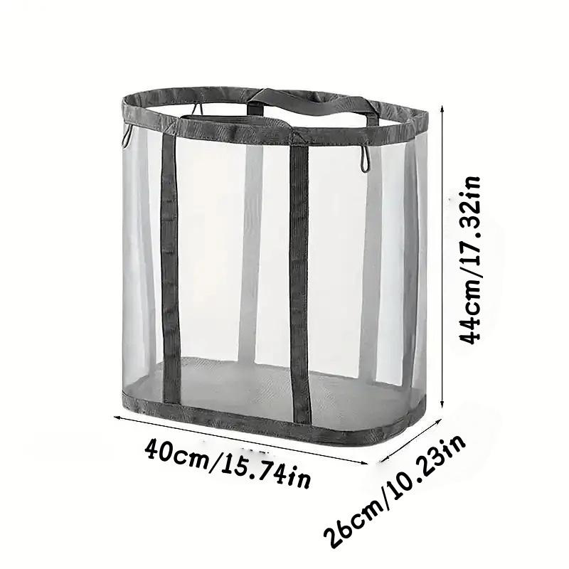 1pc Foldable Mesh Laundry Basket with Handle Breathable Folding Portable Dirty Clothes Organizer Bags Large Capacity Storage Bag