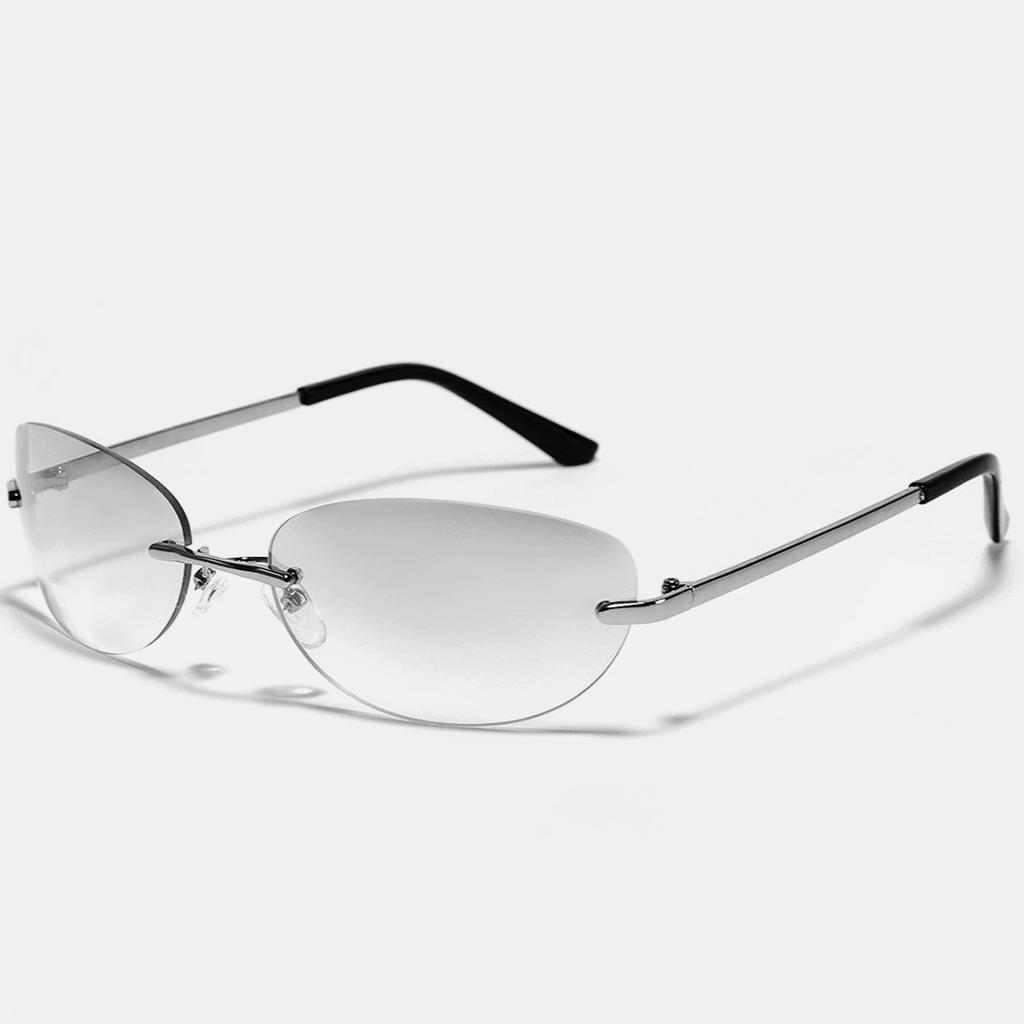 Luxury Brand Designer Y2K Rimless Oval Sunglasses for Women Men UV Protection Sun Glasses Punk Popular Goggle Shades