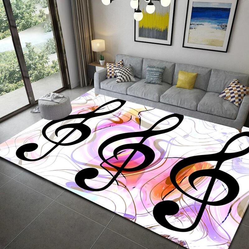 Piano Note Music Theme Series Carpet Home Decoration Bedroom Living Room Large Area Carpet Room Bedside Non-slip Floor Mat