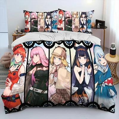 Söt Gawr Gura Hololive Anime Haj Sängklädesset Sovrum Mjuka Moderna Överkast Bekvämt Påslakan Quiltöverdrag Örngott