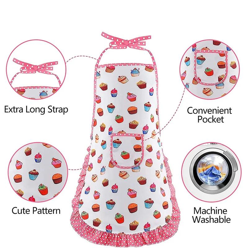 Kitchen Toys Baking Pretend Play Cooking Tools Little Girls Chef Apron Set Pink Costume Educational Dress Up Toys Gift
