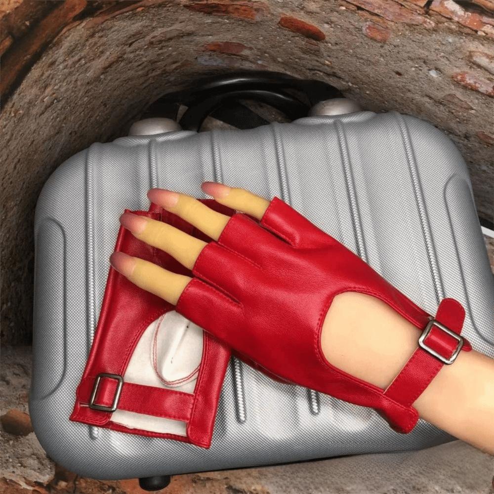 Waterproof Fingerless Gloves Square Buckle Driving Gloves Half Finger Gloves Stage Performances