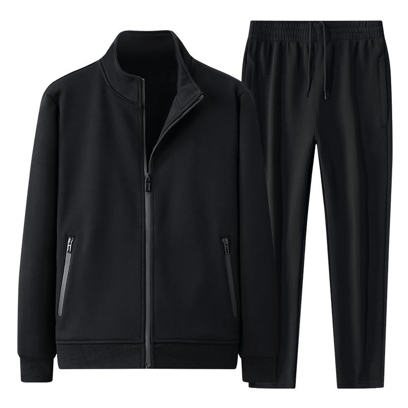Men's Thickened Velvet Cotton Casual Suit: Middle-aged Father's Two-piece Sports Jacket and Pants Set