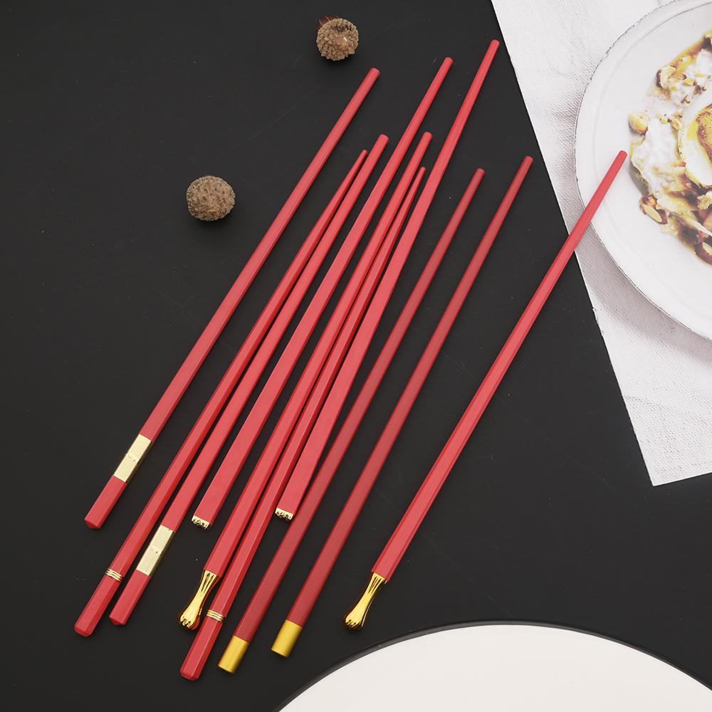 5 párů čínské japonské hůlky Sushi tyčinky Korejské hůlky Opakovaně použitelné hůlky ze slitiny Nádobí Příslušenství