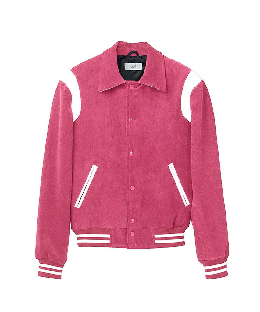 Rollingstudios Corduroy Varsity Jacket Pink