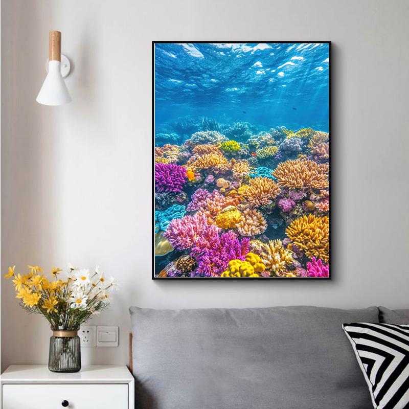 Beautiful Deep-Sea Coral Reefs Underwater World Scenery Poster Canvas Art Painting Prints Home Room Wall Picture Decoration
