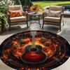 Vintage Vinyl Record Music Lover Print Round Area Rug Colorful Retro Music Instrument Themed Non-Slip Floor Carpet