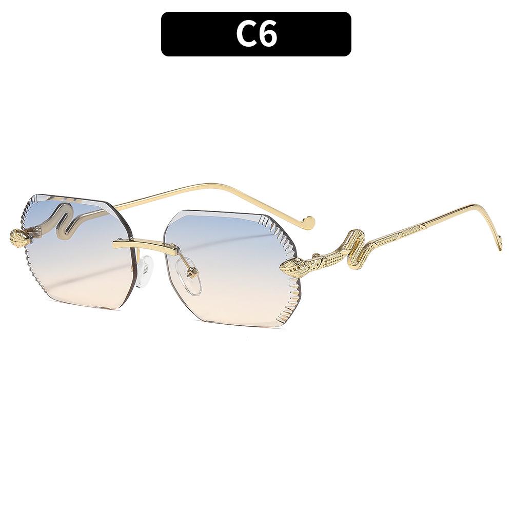 European And American New Fashion Personalized Snakehead Frameless Temple Sunglasses Trimmed Irregular High-End Sunglasses Trendy Glasses