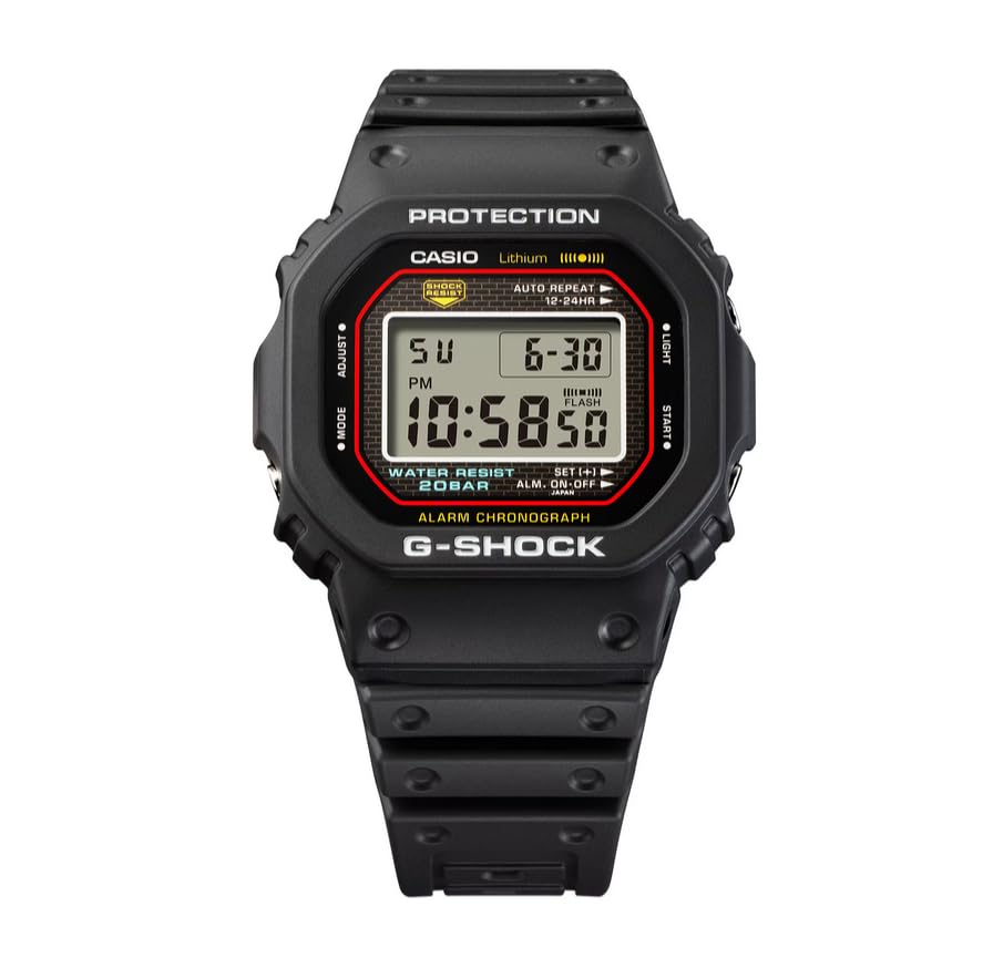 Casio G-Shock First Generation Reissue Model DW-5000R-1A Digital Square Watch with Resin Band, Made In Japan [Parallel Import]