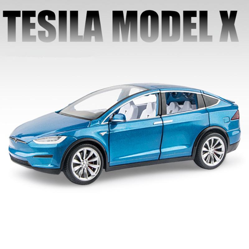 1/24 Tesla Model X SUV Alloy Car Model Diecast Metal Vehicles Car Model Simulation Sound and Light Collection Childrens Toy Gift