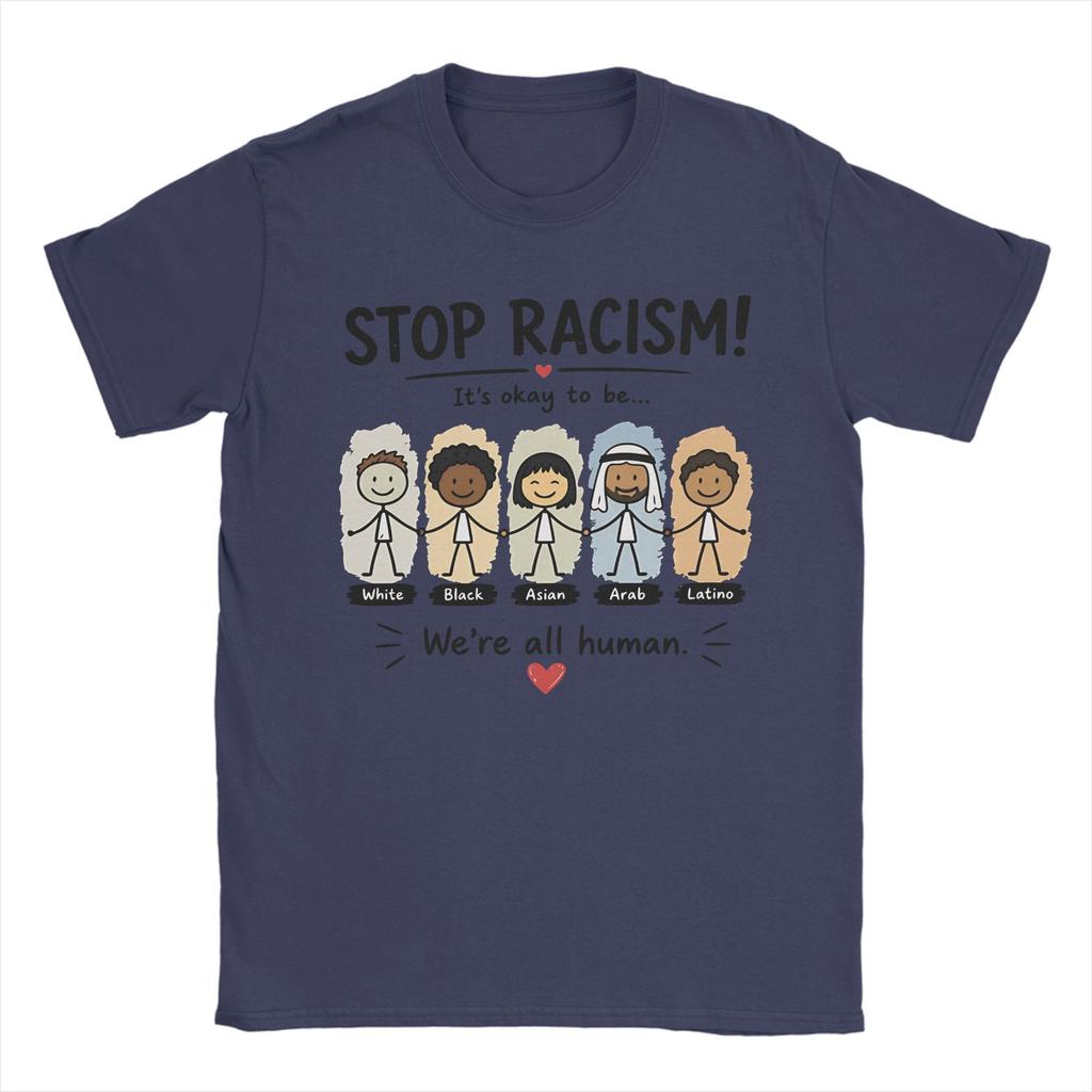 Unisex Stop Rassismus Es Ist Okay Anders Zu Sein T-Shirts Baumwollkleidung Sommer Vintage Kurzarm T-Shirt Rundhals Lässiges T-Shirt Große Größe