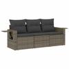 3 Piece Grey Outdoor Sofa Set with Cushions Poly Rattan