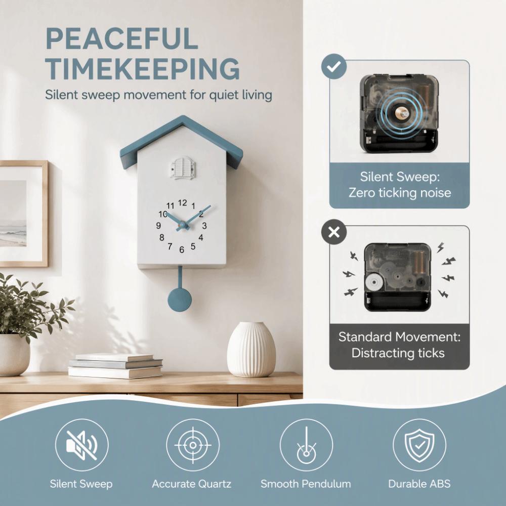 Timed Alarm Cuckoo Wall Clock Battery Powered Decorative Wall Clock Bird House Clock Bedroom Decor