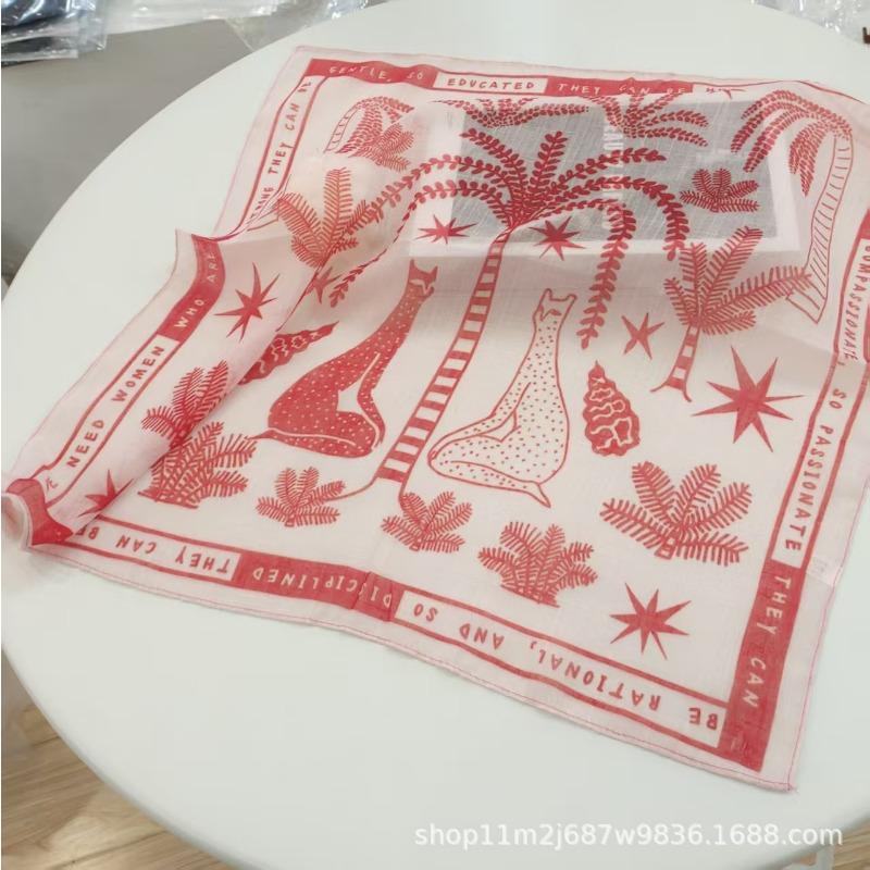Fashion Tassel Cotton Linen Square Scarf Cute Versatile Thin Summer Decorative Shawl