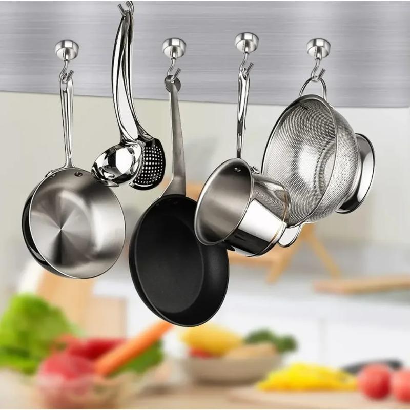 30pcs Premium Stainless Steel Magnetic Hooks Multi-Purpose Home Kitchen Storage Hook Hole-Free Strong Magnetic Holder