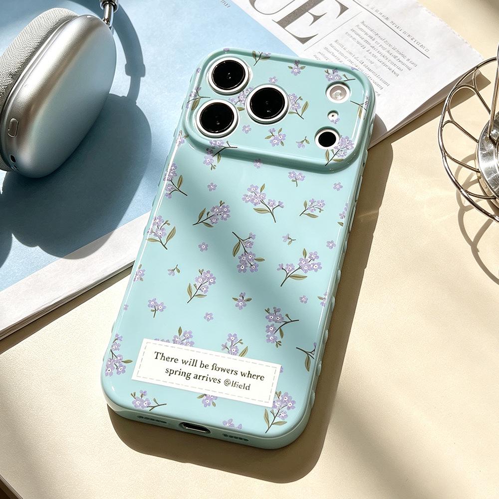 Purple Floral Anti-Drop Protective Case for iPhone 16/17 Pro - New Model for Women
