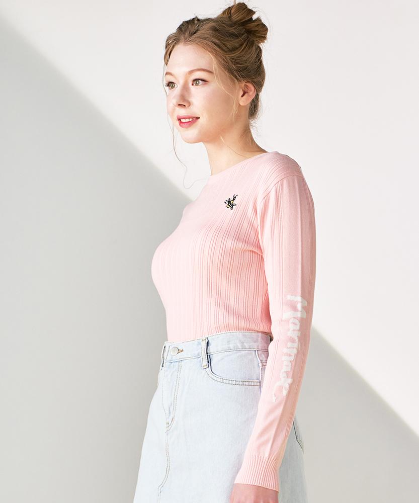 MARINADE Slim Fit Ribbed Lettering Knit - 3 Colors