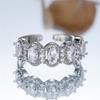 Cute Female Rainbow White Zircon Open Gold Color Wedding Rings Promise Adjustable Engagement Jewelry For Women